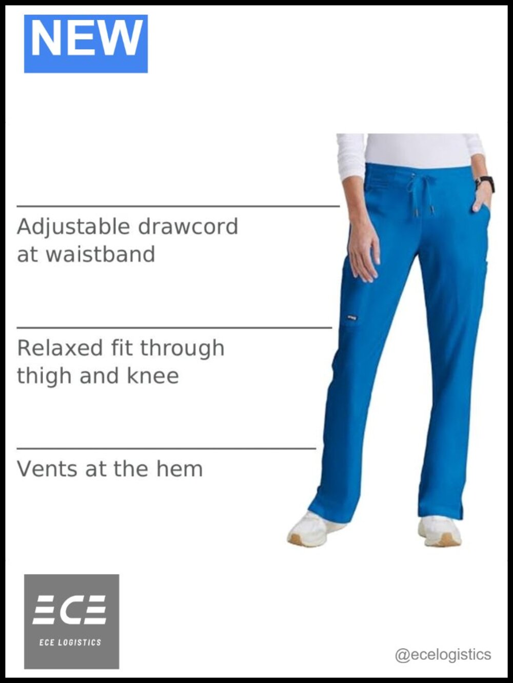 Womens Grey's Anatomy Mia Scrub Pant Low Rise Straight Leg Cargo 6 Pocket - Picture 3 of 6